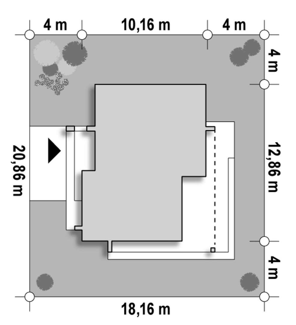 Plan amplasament Casă parter 83 mp utili, 2 dormitoare, 2 băi