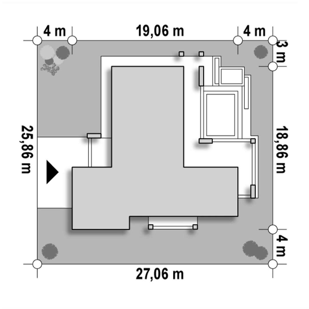 Plan amplasament Casă parter 127 mp utili, 3 dormitoare, 2 băi