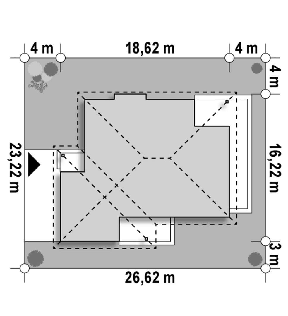 Plan amplasament Casă parter 147 mp utili, 3 dormitoare, o baie