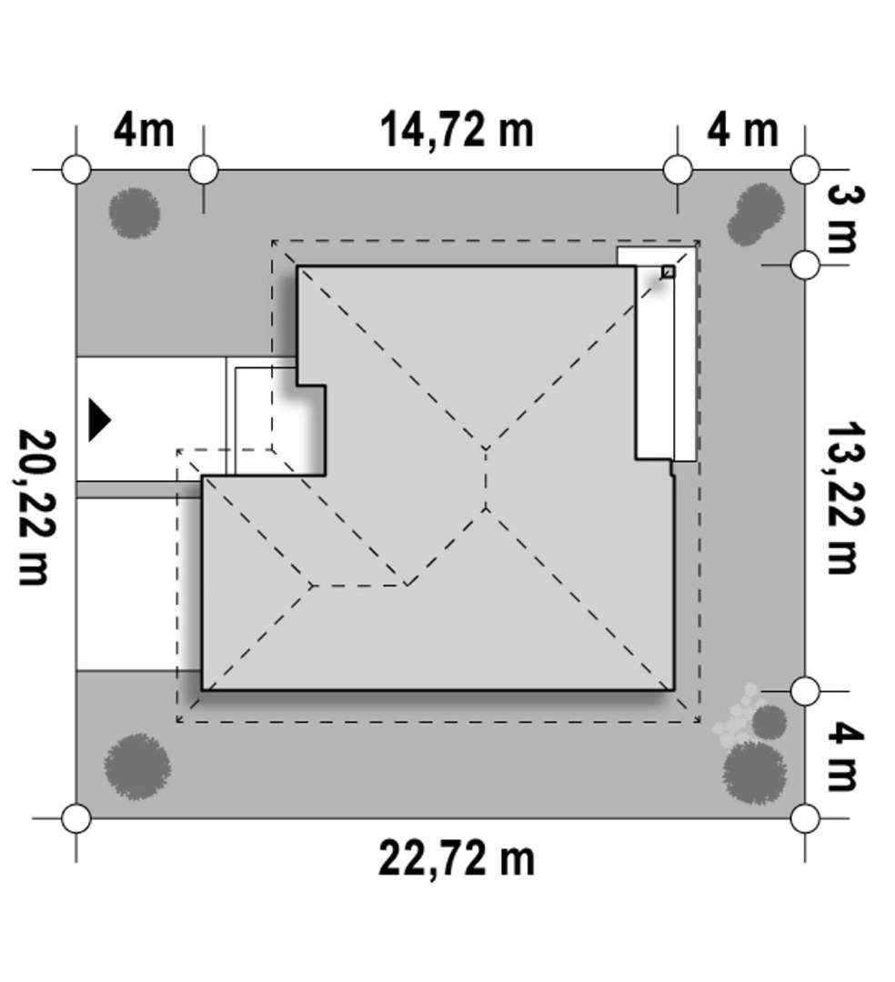 Plan amplasament Casă parter 101 mp utili, 2 dormitoare, o baie