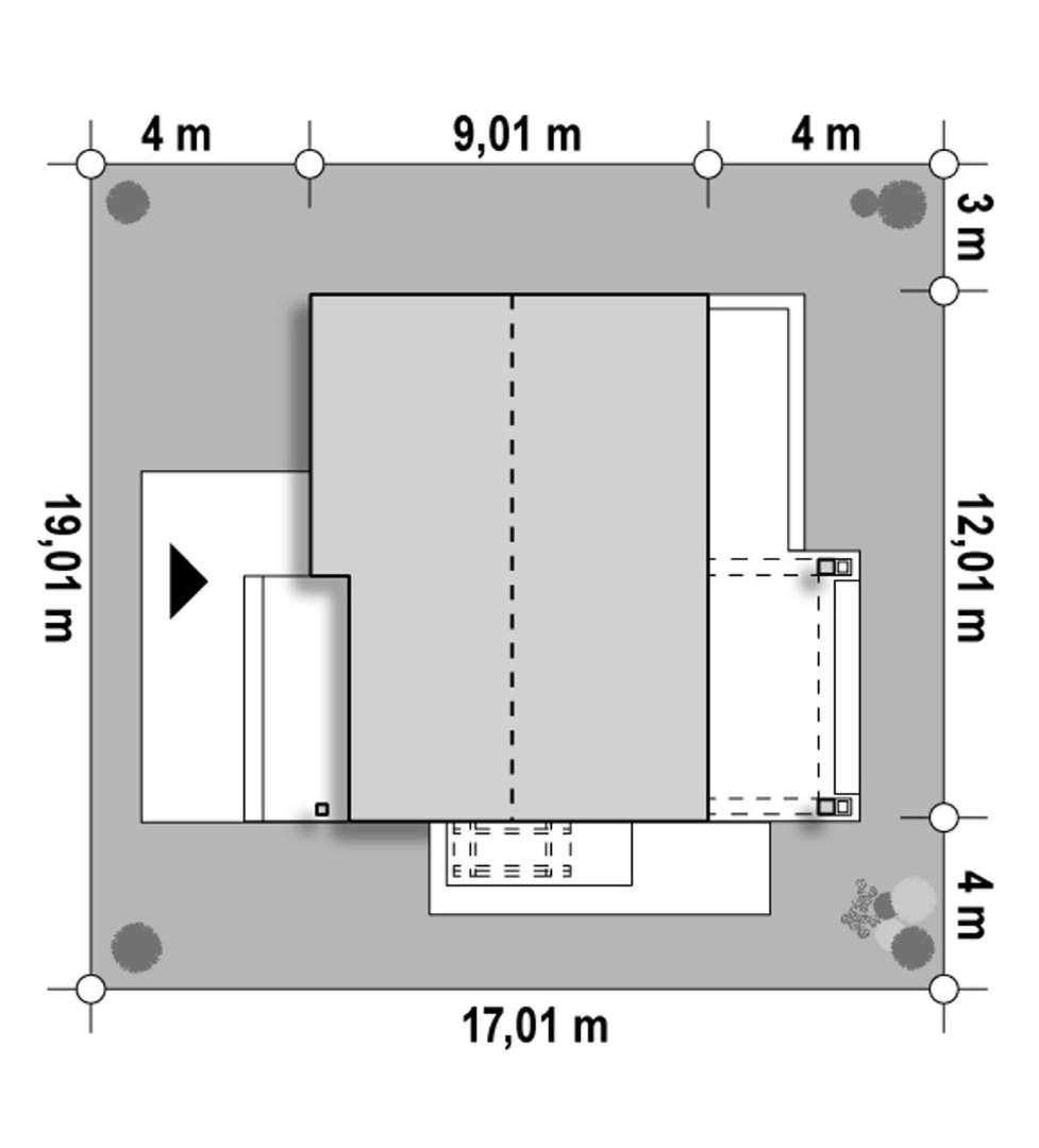 Plan amplasament Casă parter 81 mp utili, 2 dormitoare, o baie
