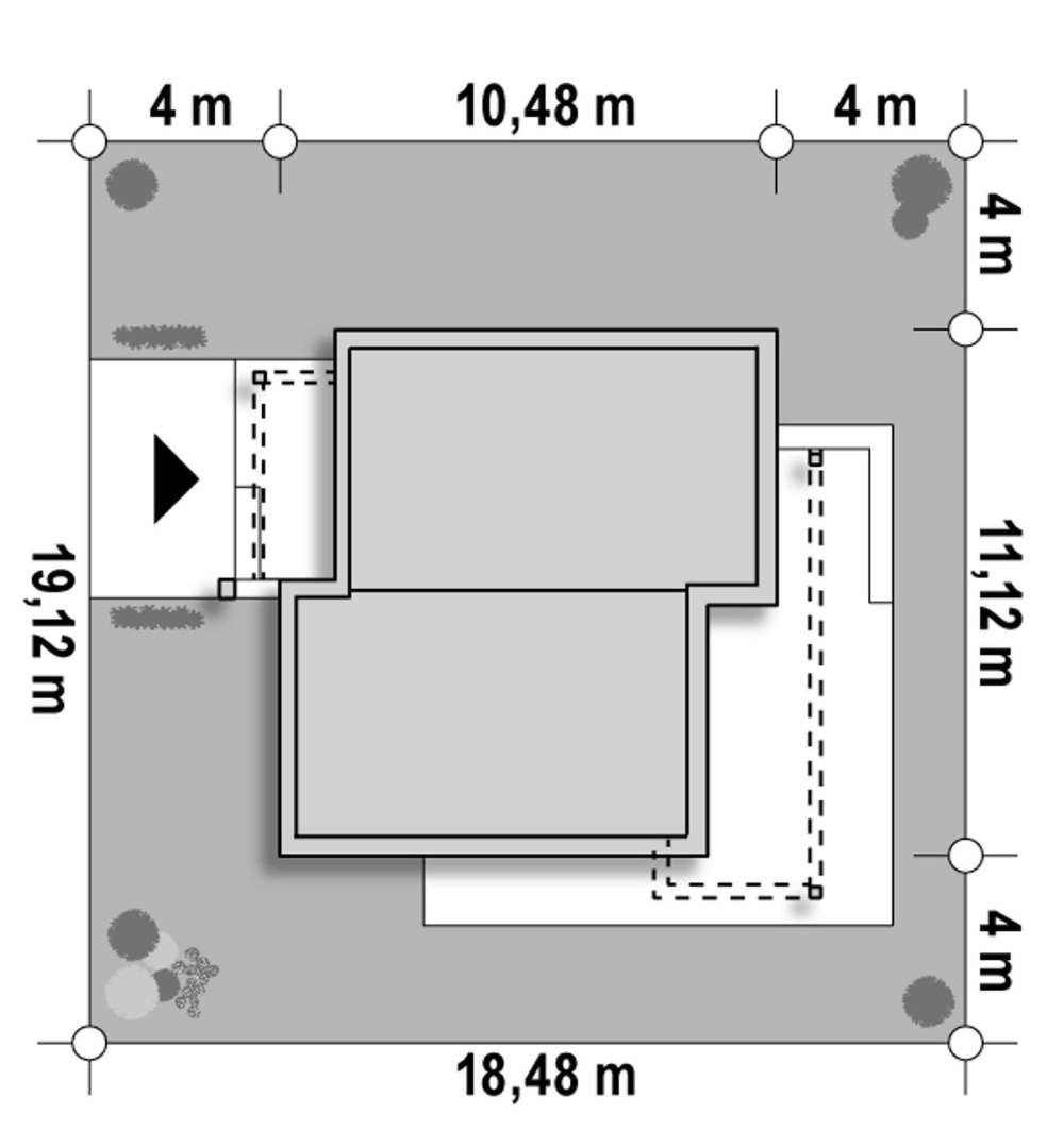 Plan amplasament Casă parter 83 mp utili, 2 dormitoare, o baie