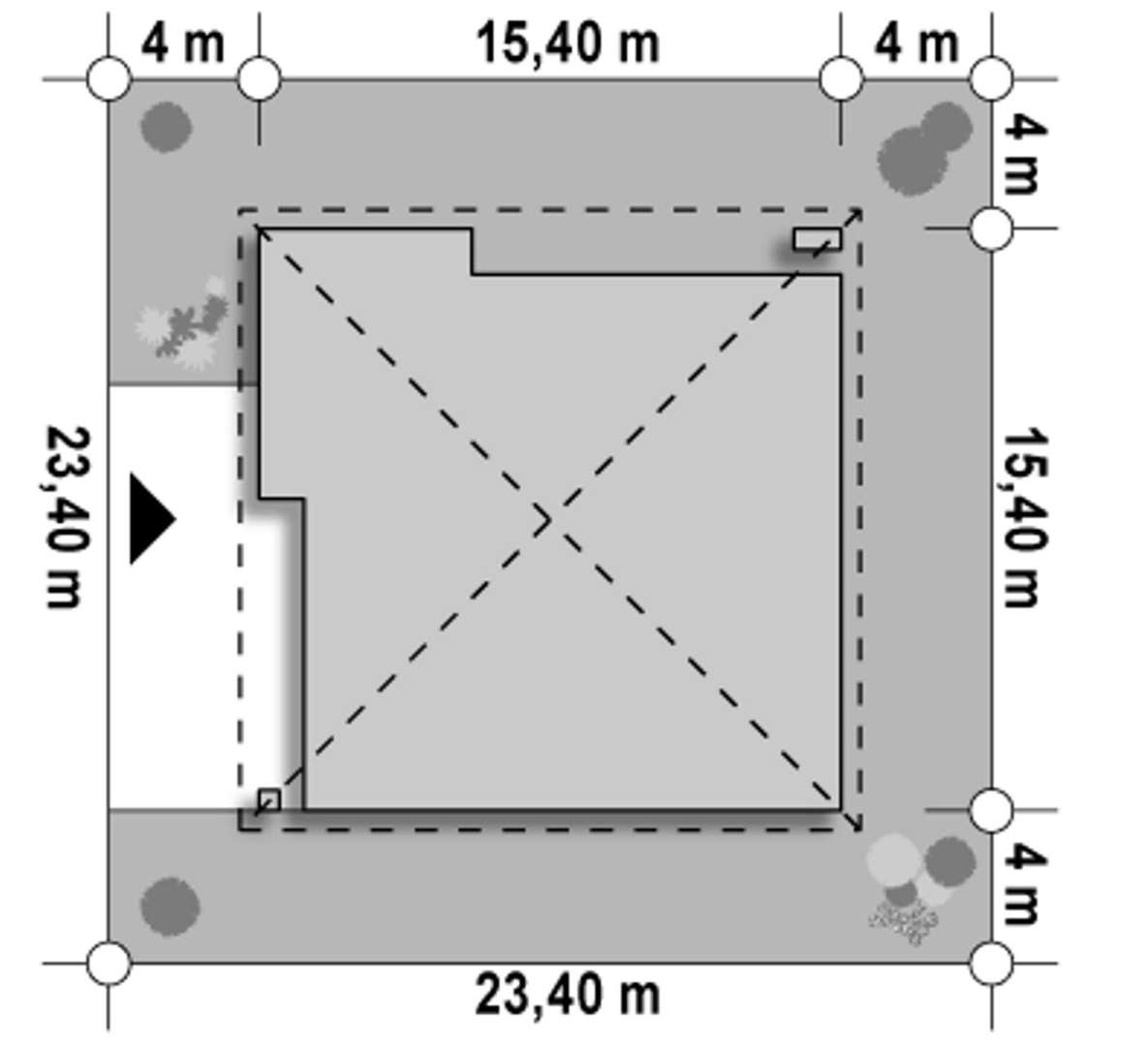 Plan amplasament Casă parter 144 mp utili, 3 dormitoare, 2 băi