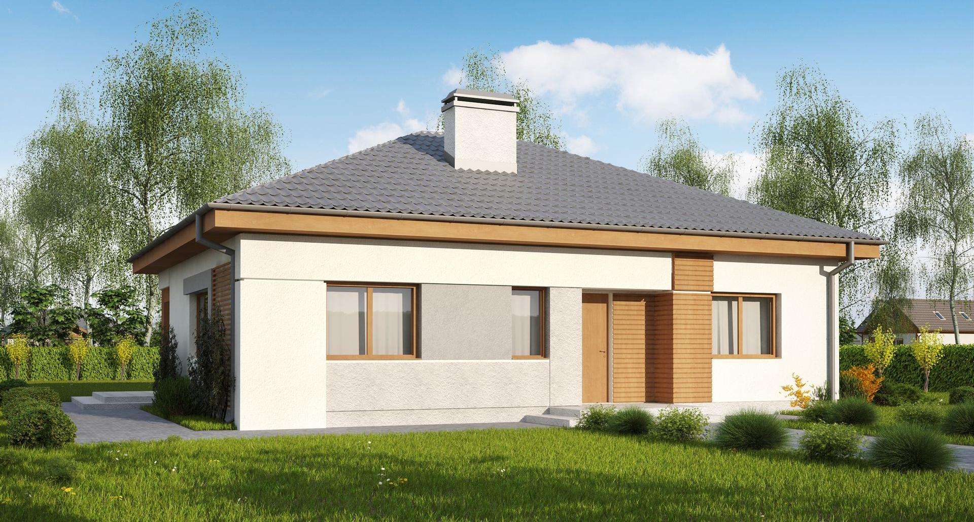 Fatada Casă parter 95 mp utili, 3 dormitoare, 2 băi