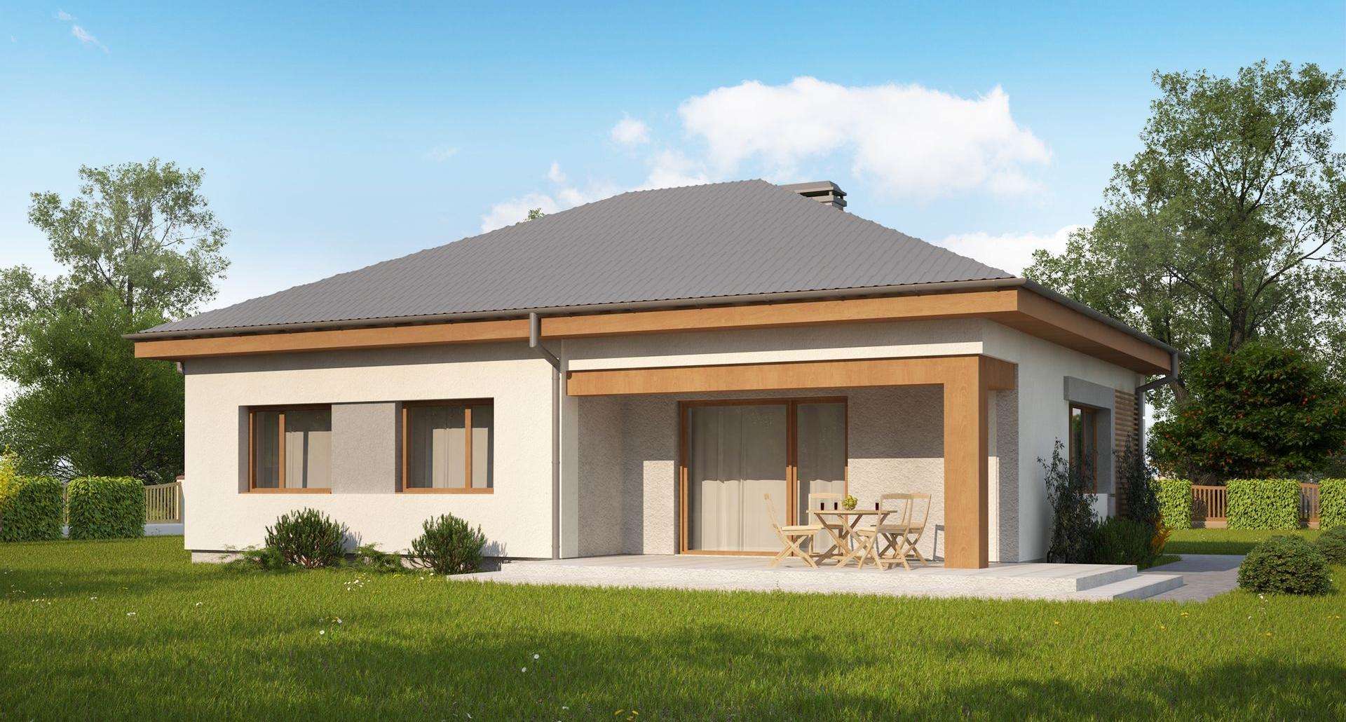 Fatada Casă parter 95 mp utili, 3 dormitoare, 2 băi