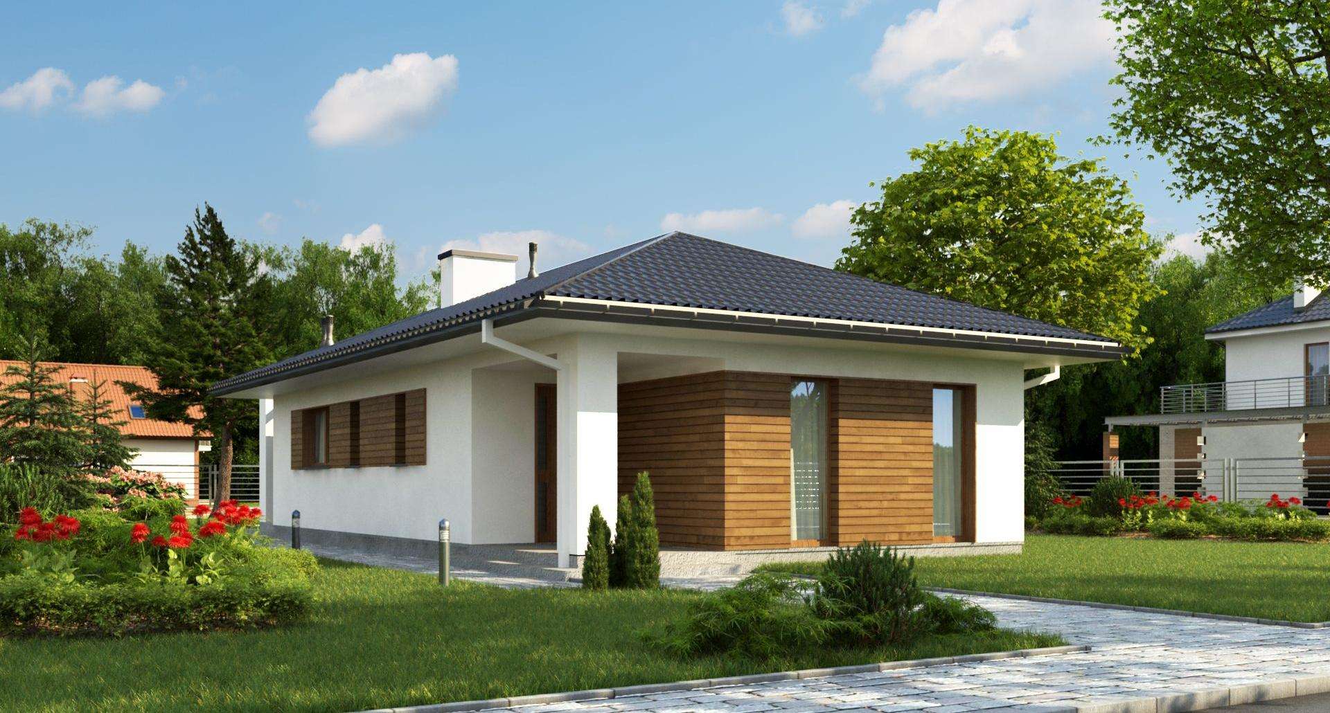 Fatada Casă parter 76 mp utili, 2 dormitoare, o baie