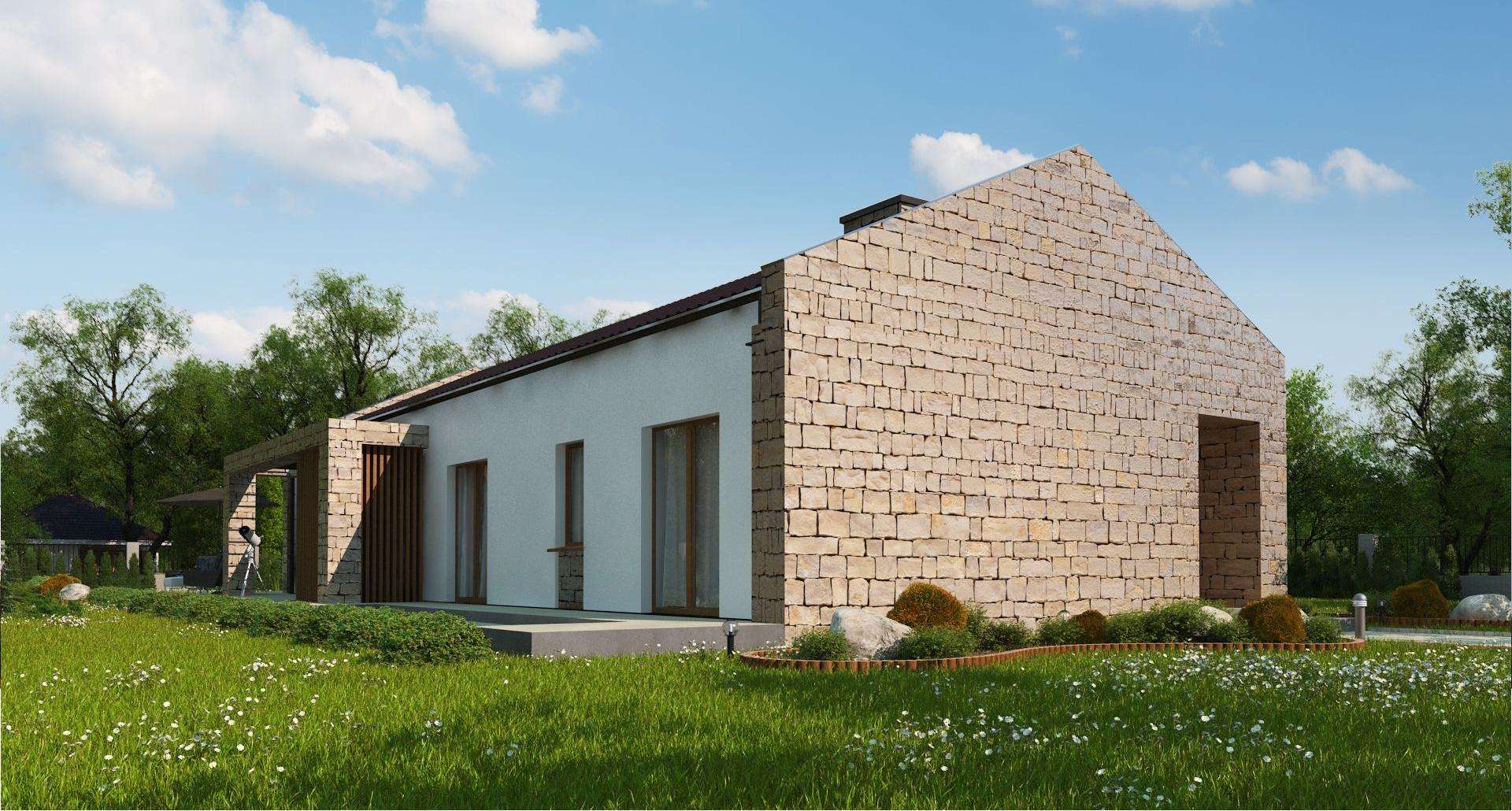 Fatada Casă parter 123 mp utili, 3 dormitoare, 2 băi