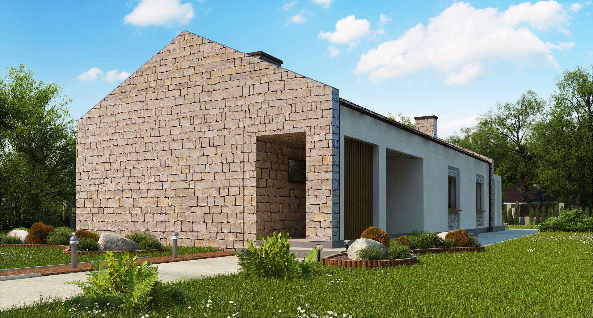 Fatada Casă parter 123 mp utili, 3 dormitoare, 2 băi