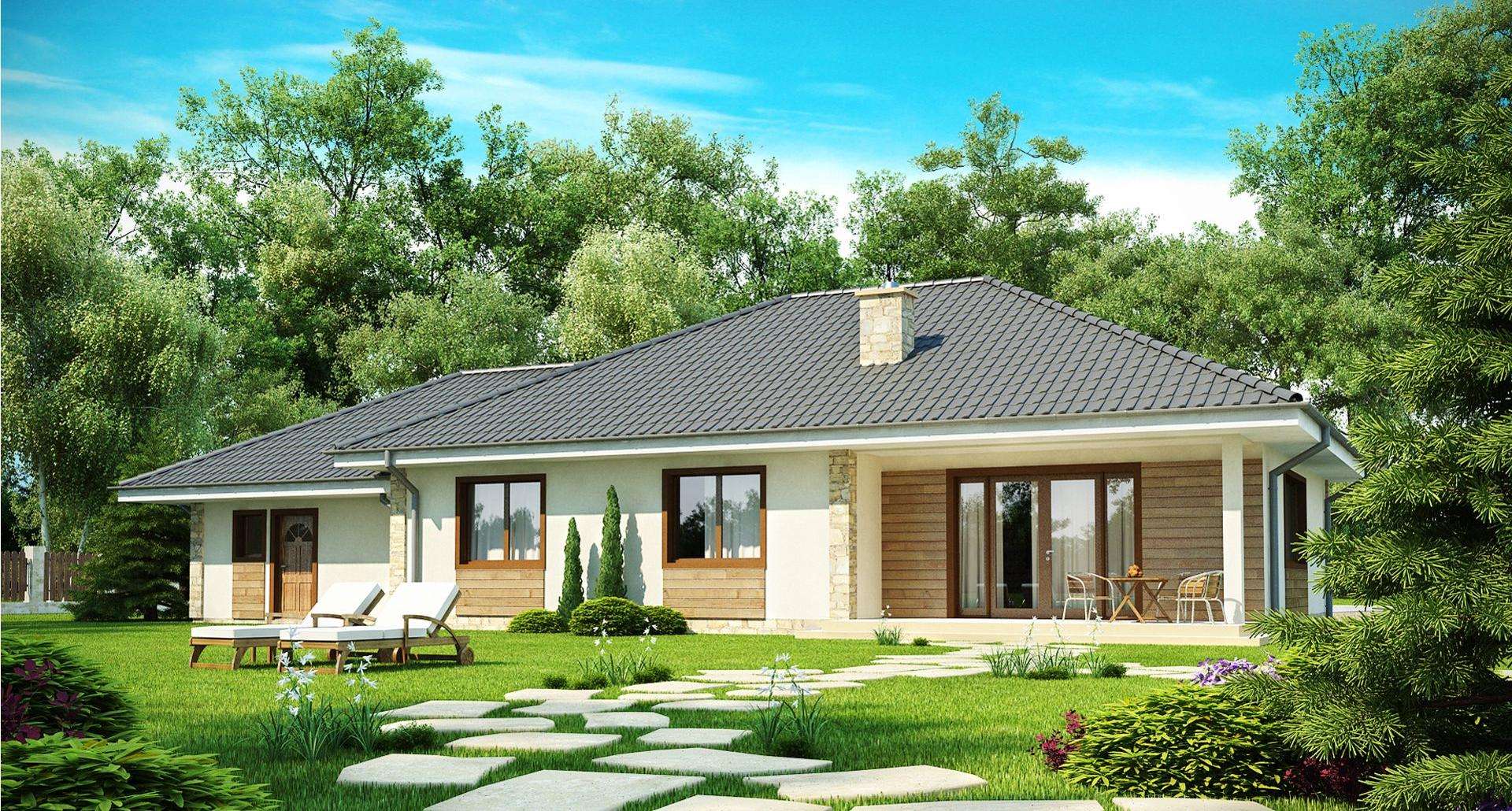 Fatada Casă parter 124 mp utili, 3 dormitoare, o baie