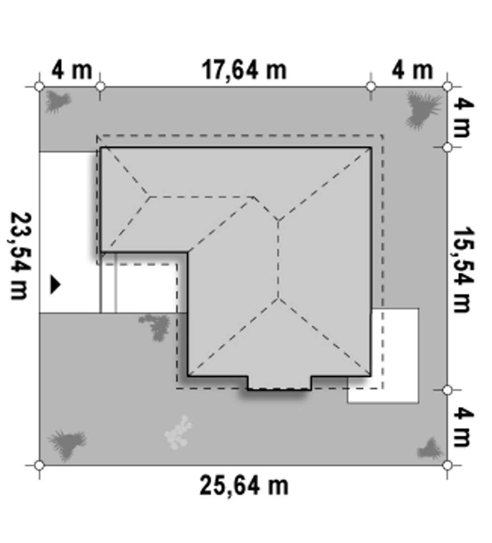 Plan amplasament Casă parter 126 mp utili, 3 dormitoare, o baie
