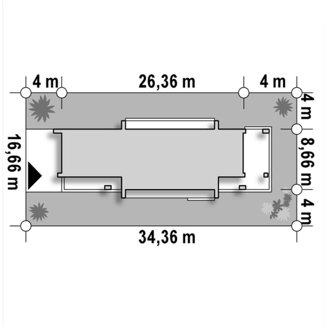 Plan amplasament Casă parter 123 mp utili, 3 dormitoare, o baie