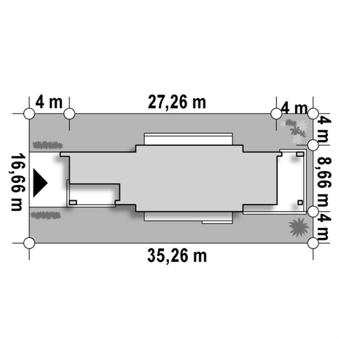 Plan amplasament Casă parter 134 mp utili, 3 dormitoare, o baie