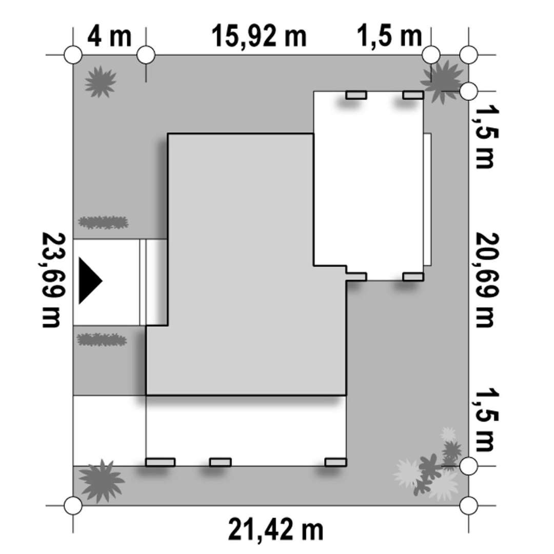 Plan amplasament Casă parter 103 mp utili, 3 dormitoare, o baie
