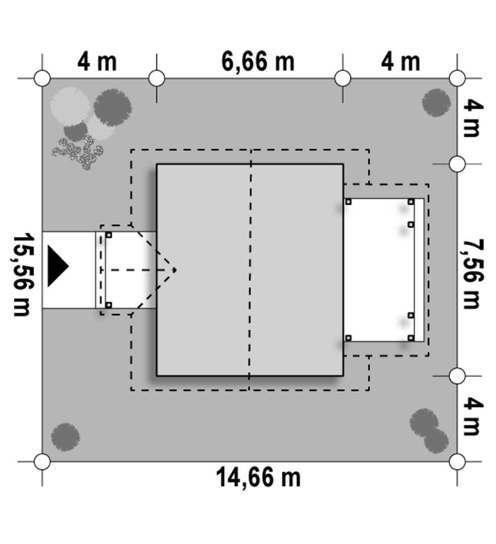 Plan amplasament Casă parter 35 mp utili, un dormitor, o baie