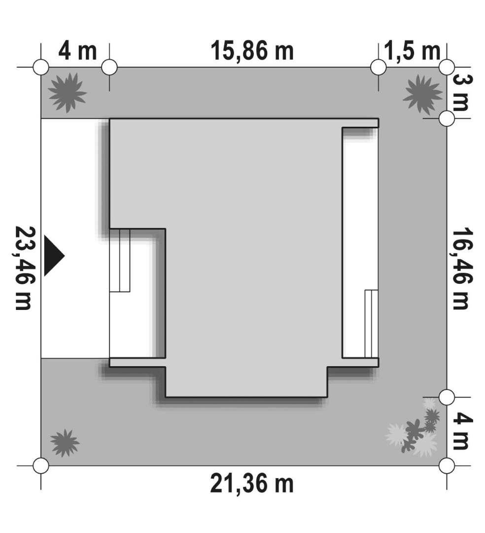 Plan amplasament Casă parter 119 mp utili, 2 dormitoare, 2 băi