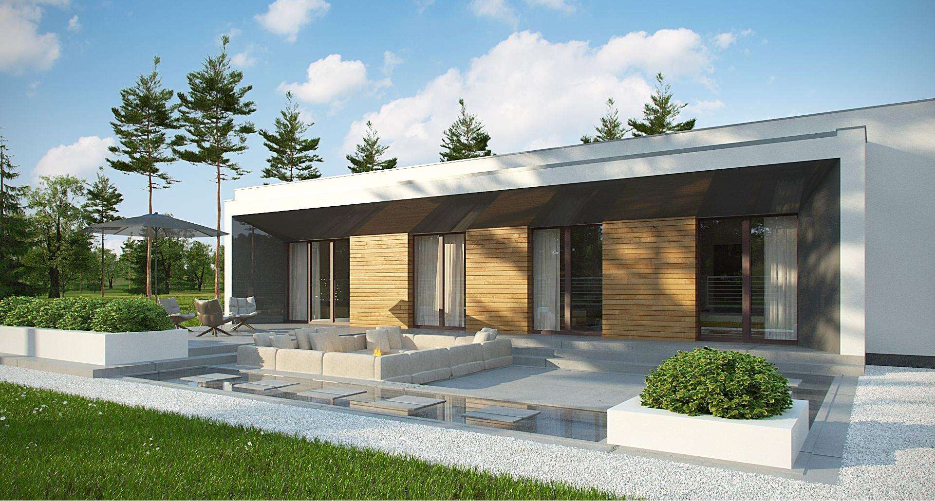Fatada Casă parter 123 mp utili, 3 dormitoare, 2 băi