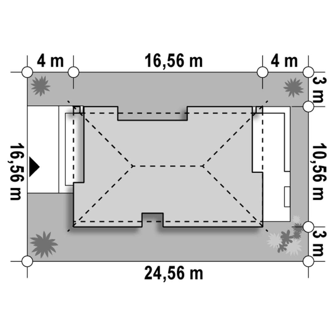 Plan amplasament Casă parter 114 mp utili, 3 dormitoare, o baie