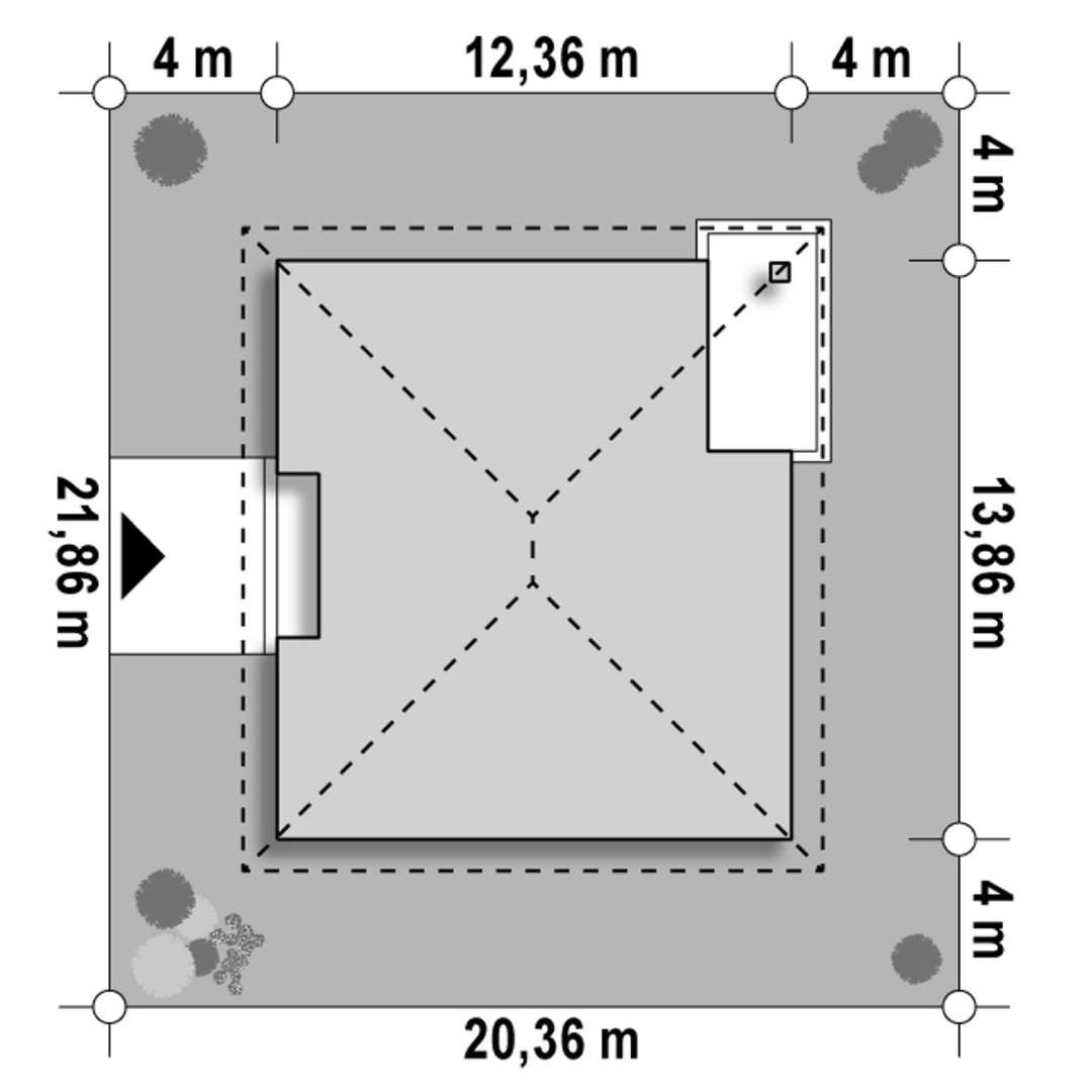 Plan amplasament Casă parter 122 mp utili, 4 dormitoare, o baie
