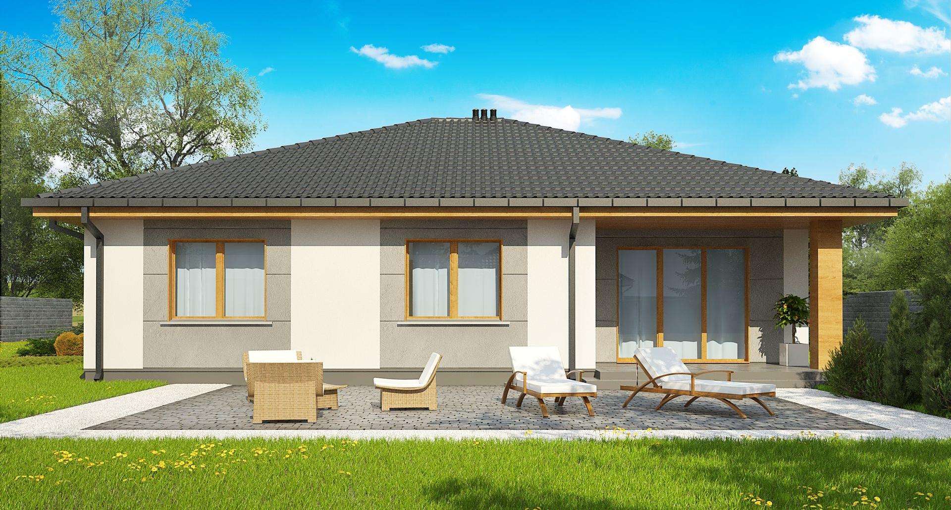 Fatada Casă parter 122 mp utili, 4 dormitoare, o baie