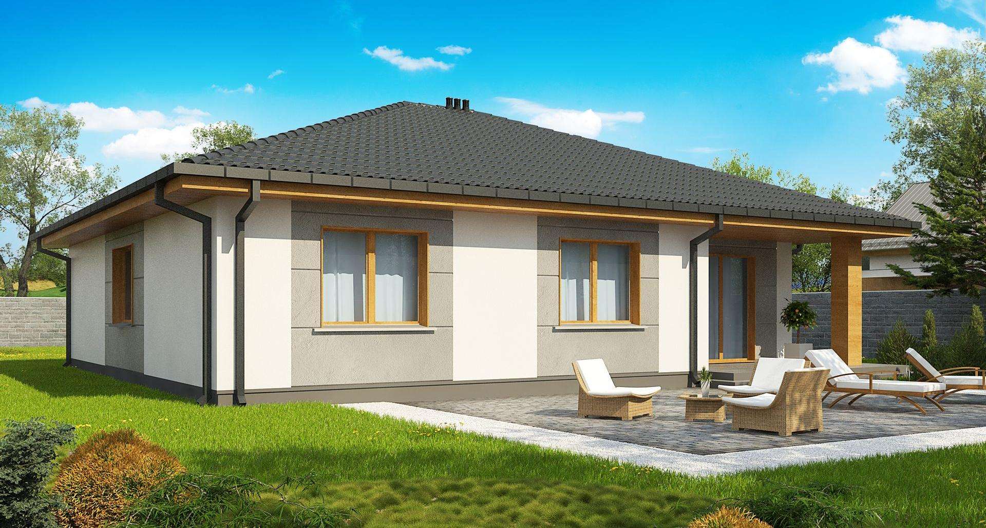 Fatada Casă parter 122 mp utili, 4 dormitoare, o baie