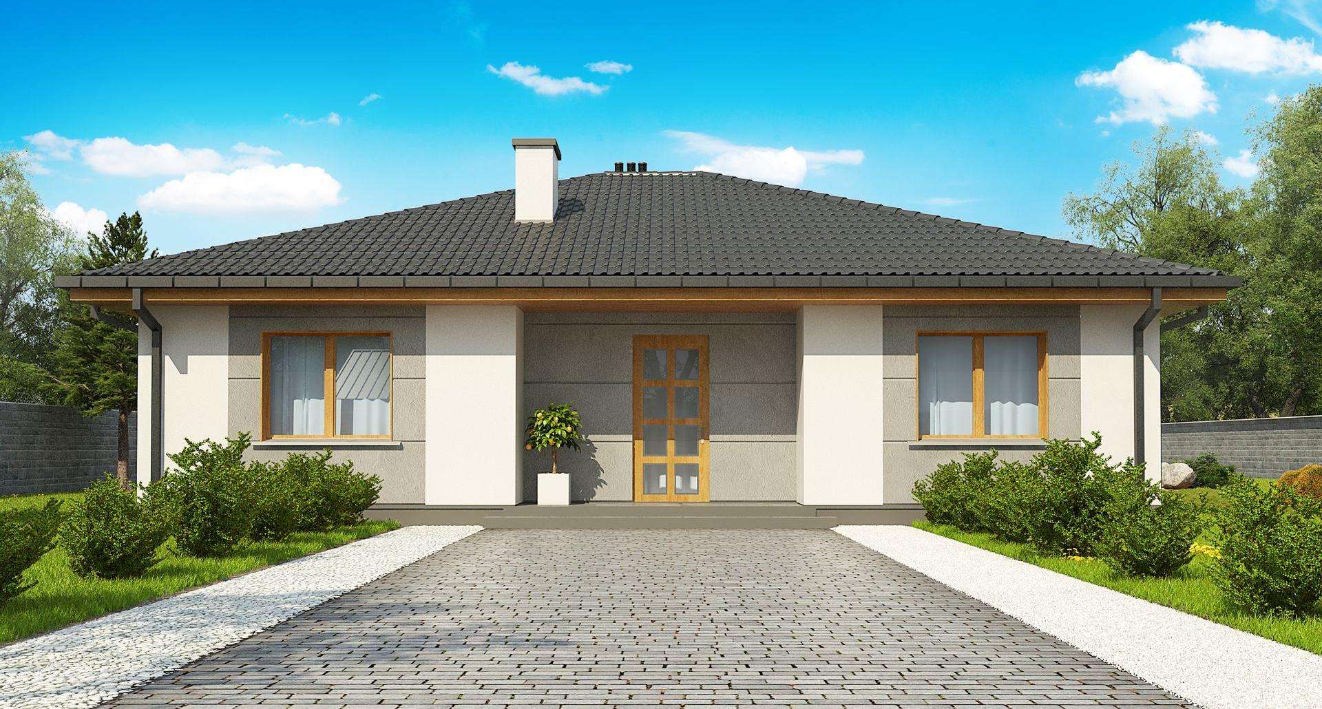 Fatada Casă parter 122 mp utili, 4 dormitoare, o baie