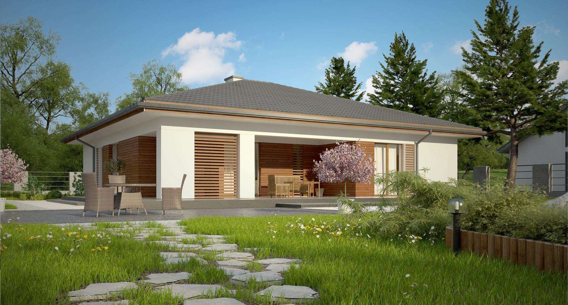 Fatada Casă parter 130 mp utili, 3 dormitoare, 2 băi