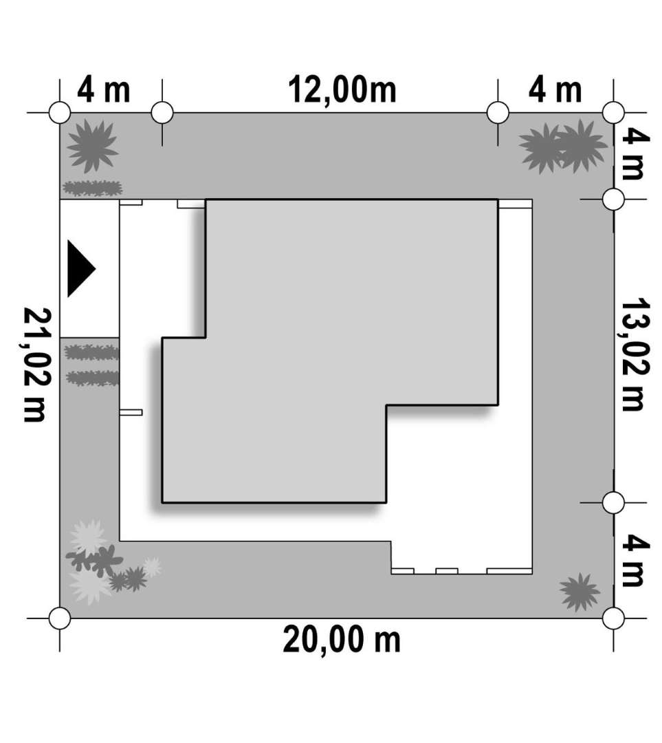 Plan amplasament Casă parter 100 mp utili, 3 dormitoare, o baie