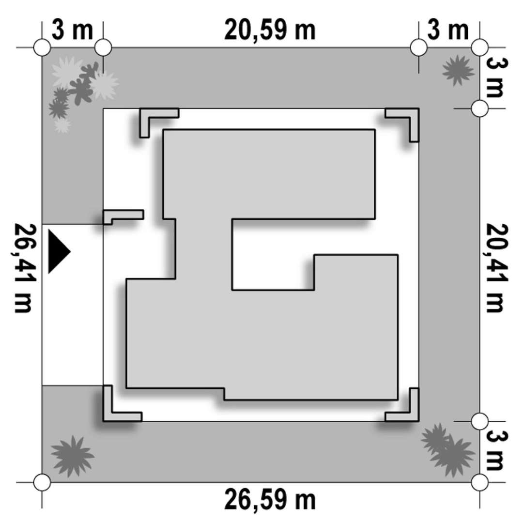 Plan amplasament Casă parter 162 mp utili, 3 dormitoare, 2 băi