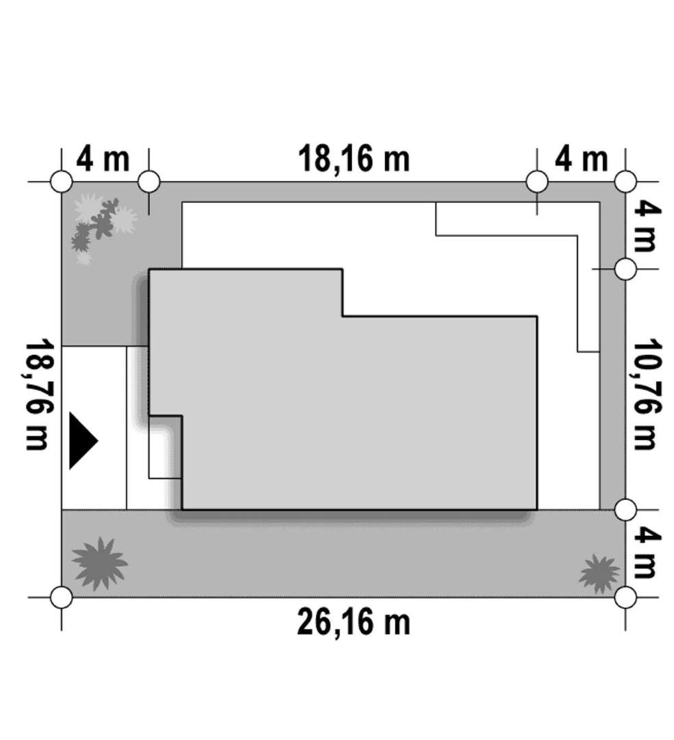 Plan amplasament Casă parter 129 mp utili, 3 dormitoare, 2 băi