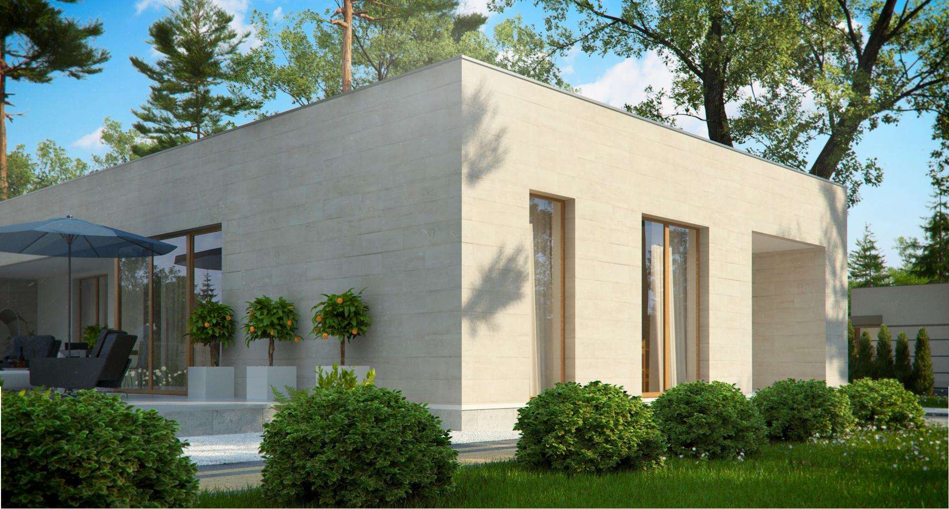 Fatada Casă parter 129 mp utili, 3 dormitoare, 2 băi