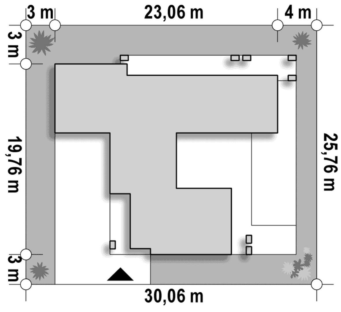 Plan amplasament Casă parter 166 mp utili, 3 dormitoare, 2 băi