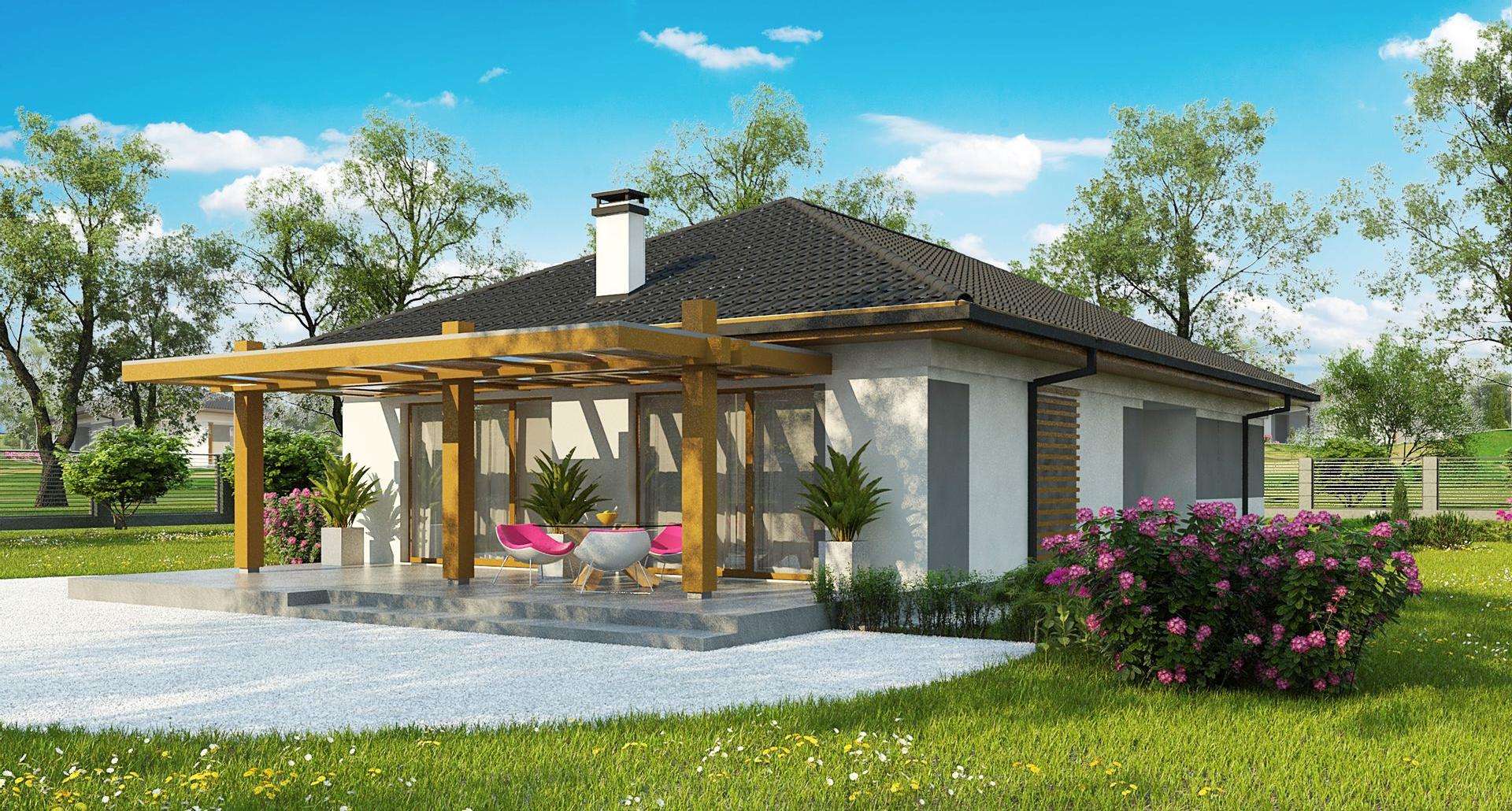Fatada Casă parter 112 mp utili, 3 dormitoare, o baie