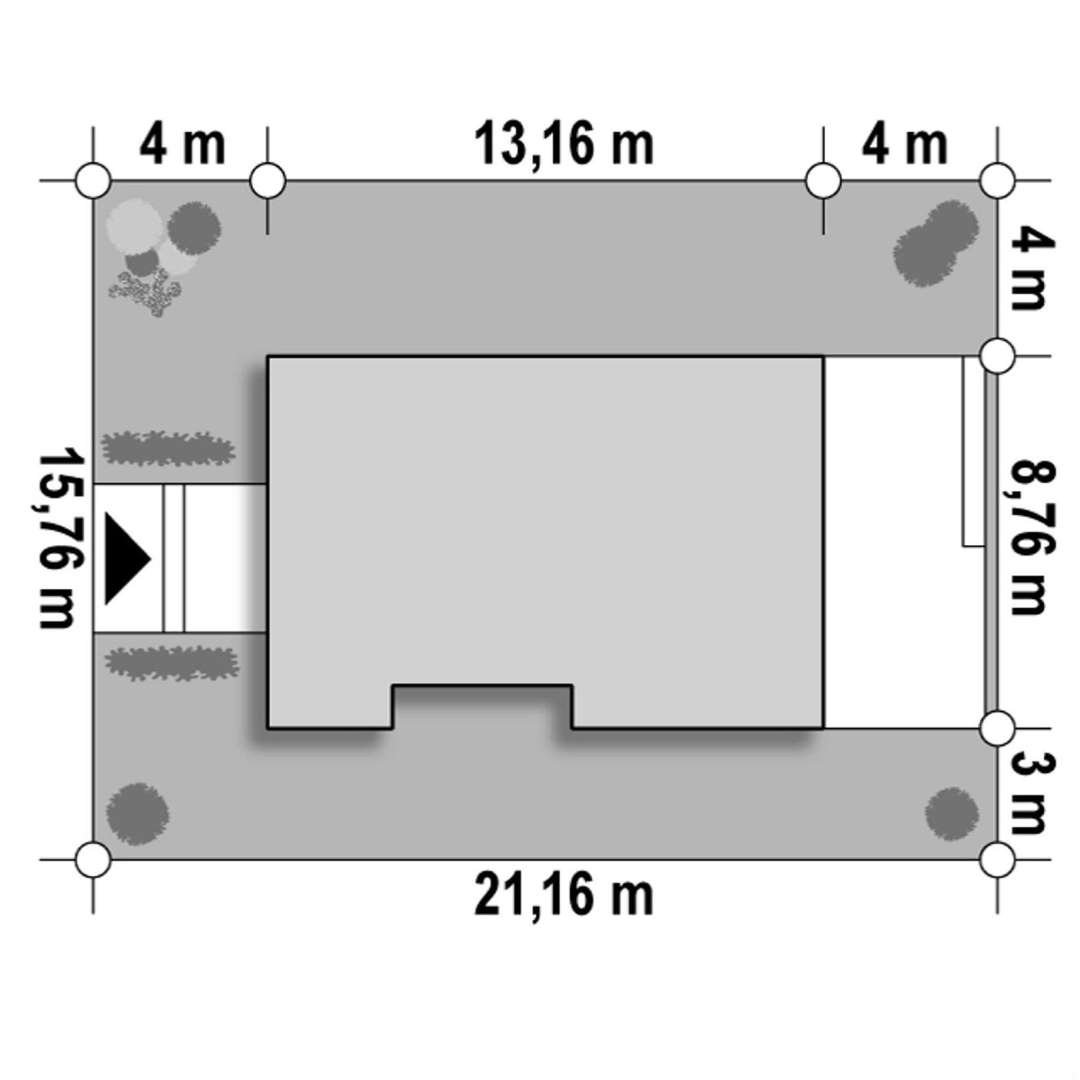 Plan amplasament Casă parter 83 mp utili, 2 dormitoare, o baie