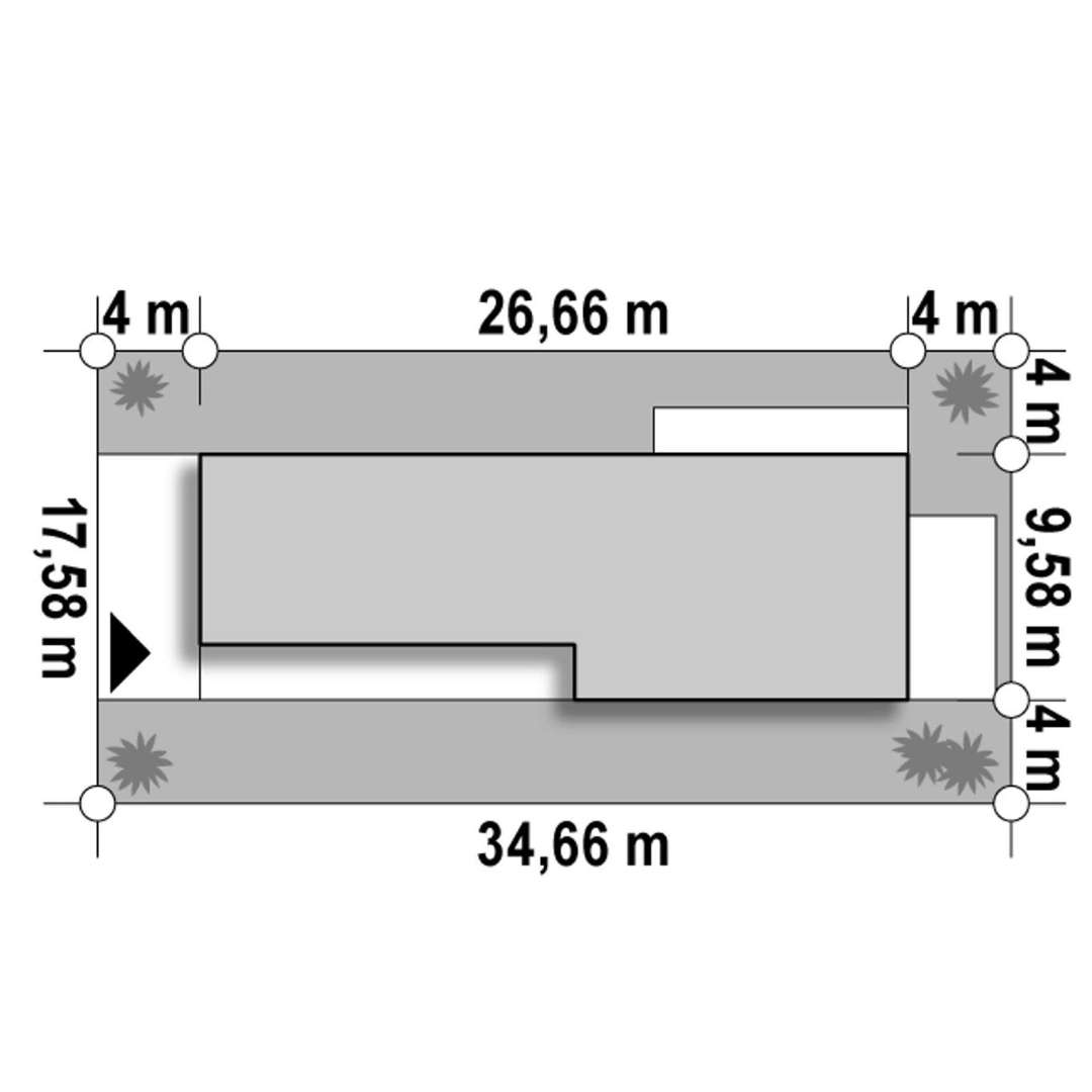 Plan amplasament Casă parter 138 mp utili, 3 dormitoare, o baie