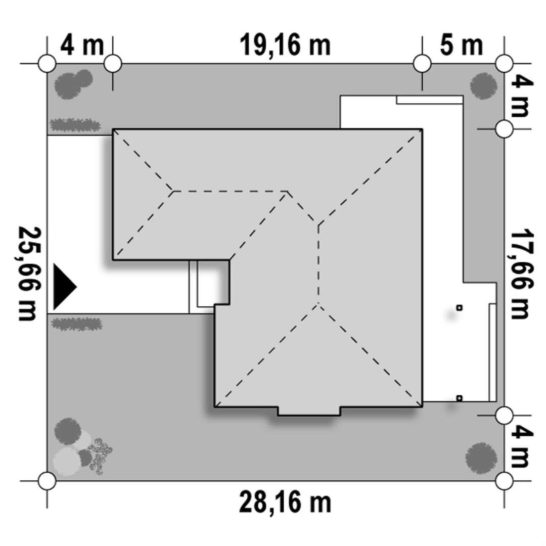 Plan amplasament Casă parter 173 mp utili, 4 dormitoare, 2 băi