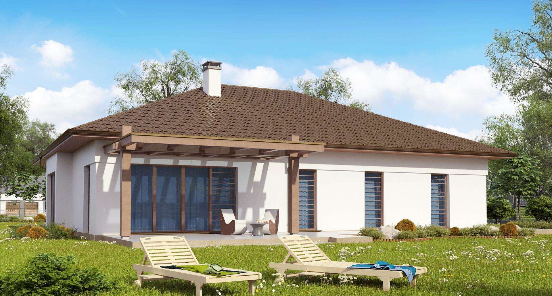 Fatada Casă parter 173 mp utili, 4 dormitoare, 2 băi