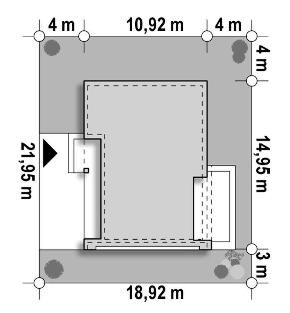 Plan amplasament Casă parter 105 mp utili, 3 dormitoare, 2 băi