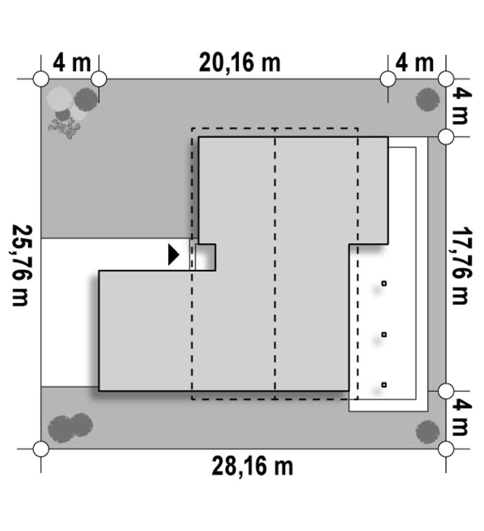 Plan amplasament Casă parter 156 mp utili, 3 dormitoare, o baie