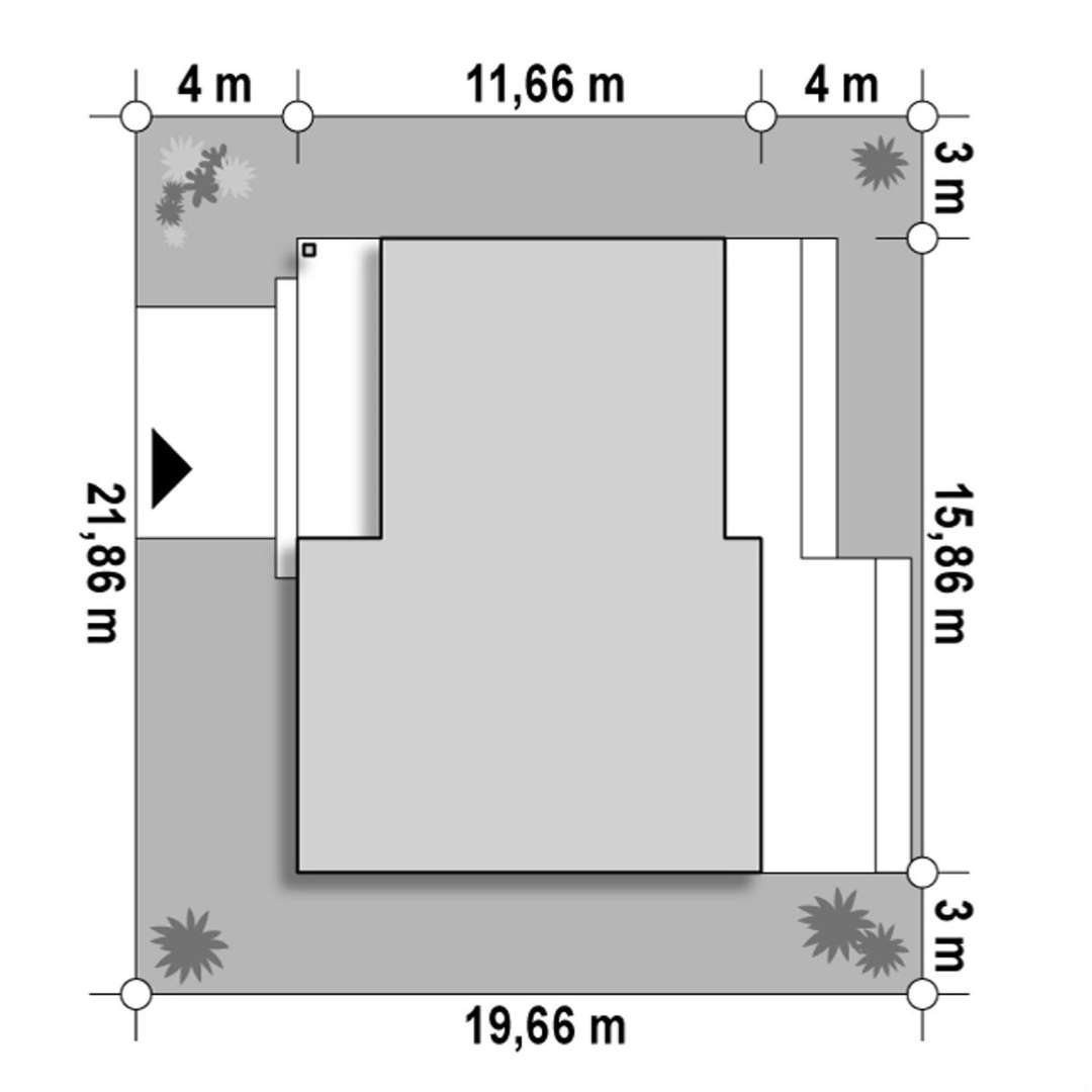 Plan amplasament Casă parter 132 mp utili, 3 dormitoare, 2 băi