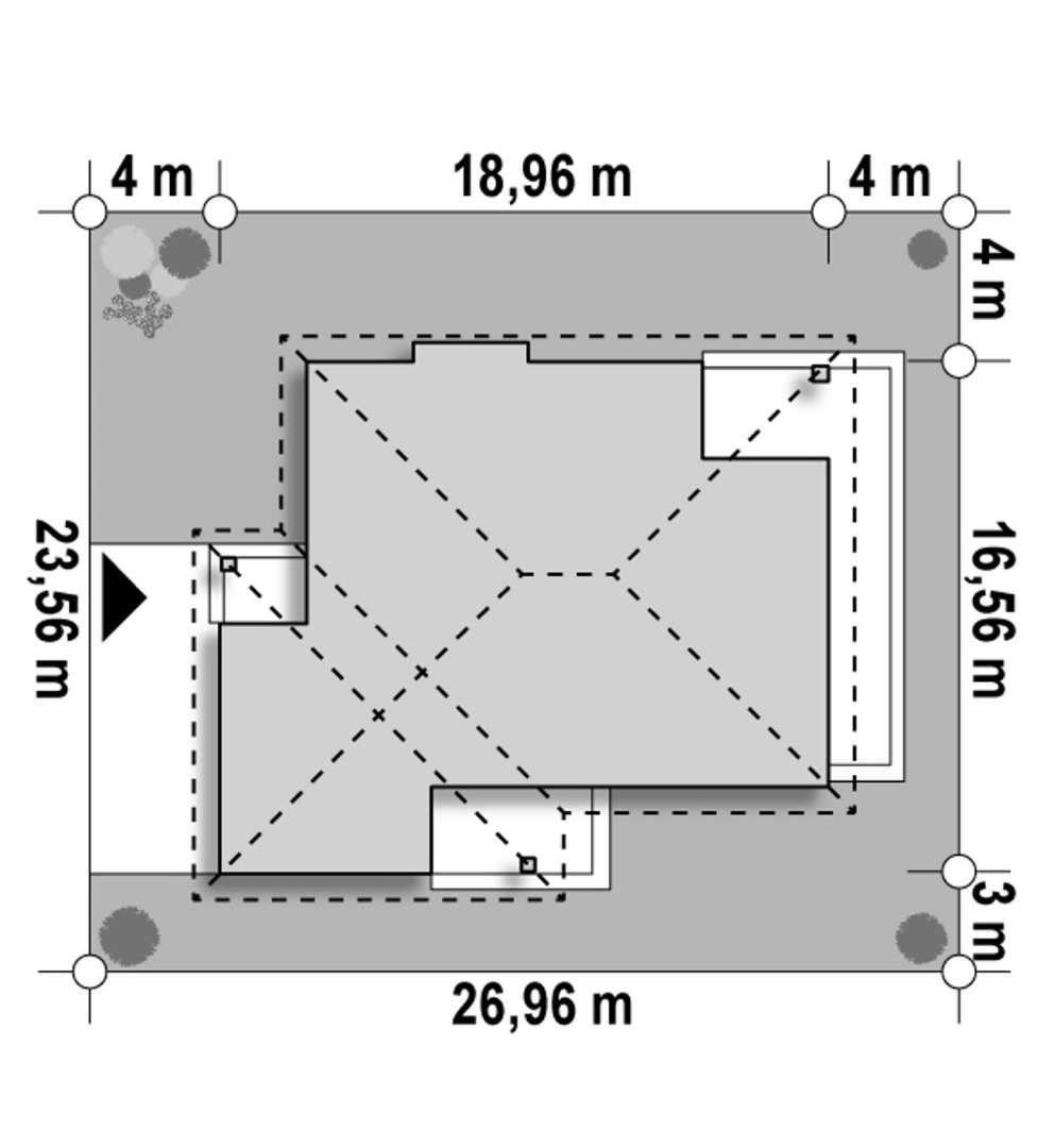 Plan amplasament Casă parter 145 mp utili, 3 dormitoare, o baie