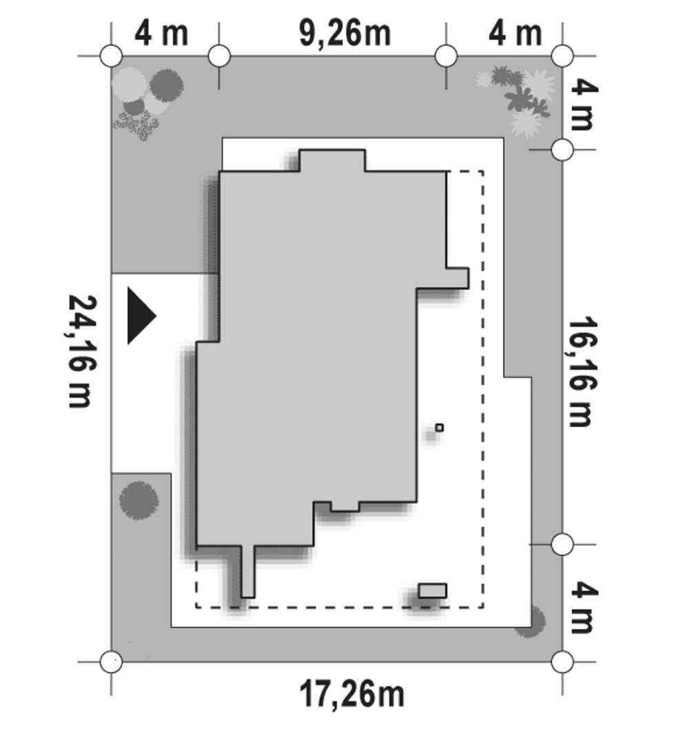 Plan amplasament Casă parter 103 mp utili, 3 dormitoare, o baie