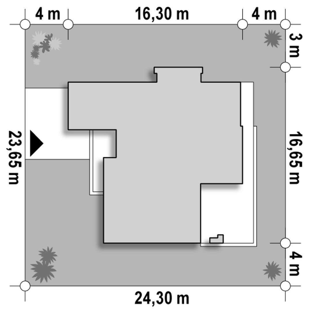 Plan amplasament Casă parter 131 mp utili, 3 dormitoare, 2 băi