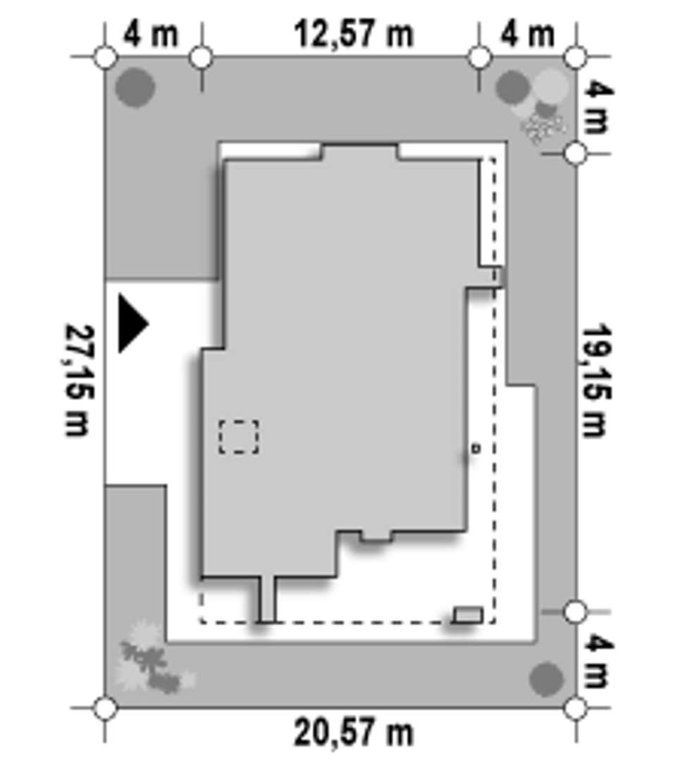 Plan amplasament Casă parter 127 mp utili, 3 dormitoare, o baie