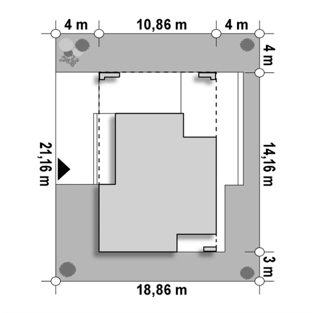 Plan amplasament Casă parter 93 mp utili, 3 dormitoare, 2 băi