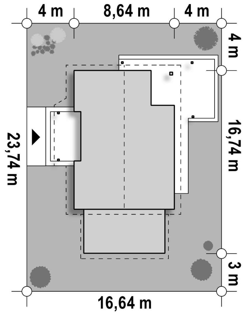 Plan amplasament Casă parter 78 mp utili, 2 dormitoare, o baie