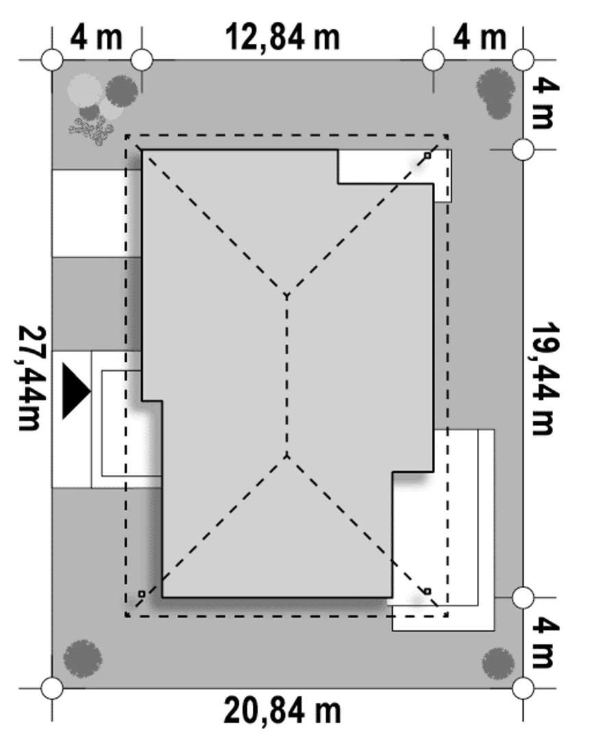 Plan amplasament Casă parter 163 mp utili, 4 dormitoare, 2 băi