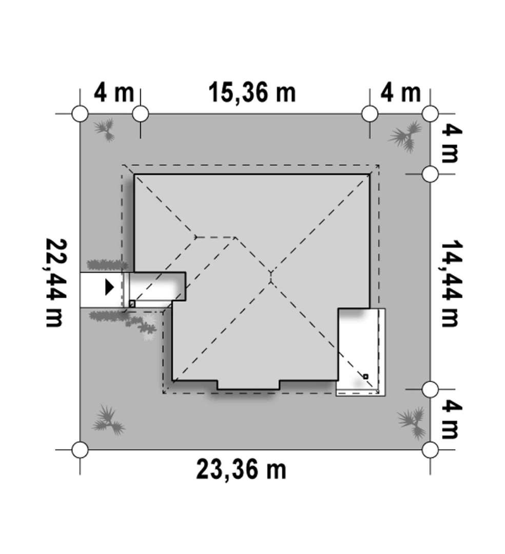Plan amplasament Casă parter 145 mp utili, 4 dormitoare, o baie