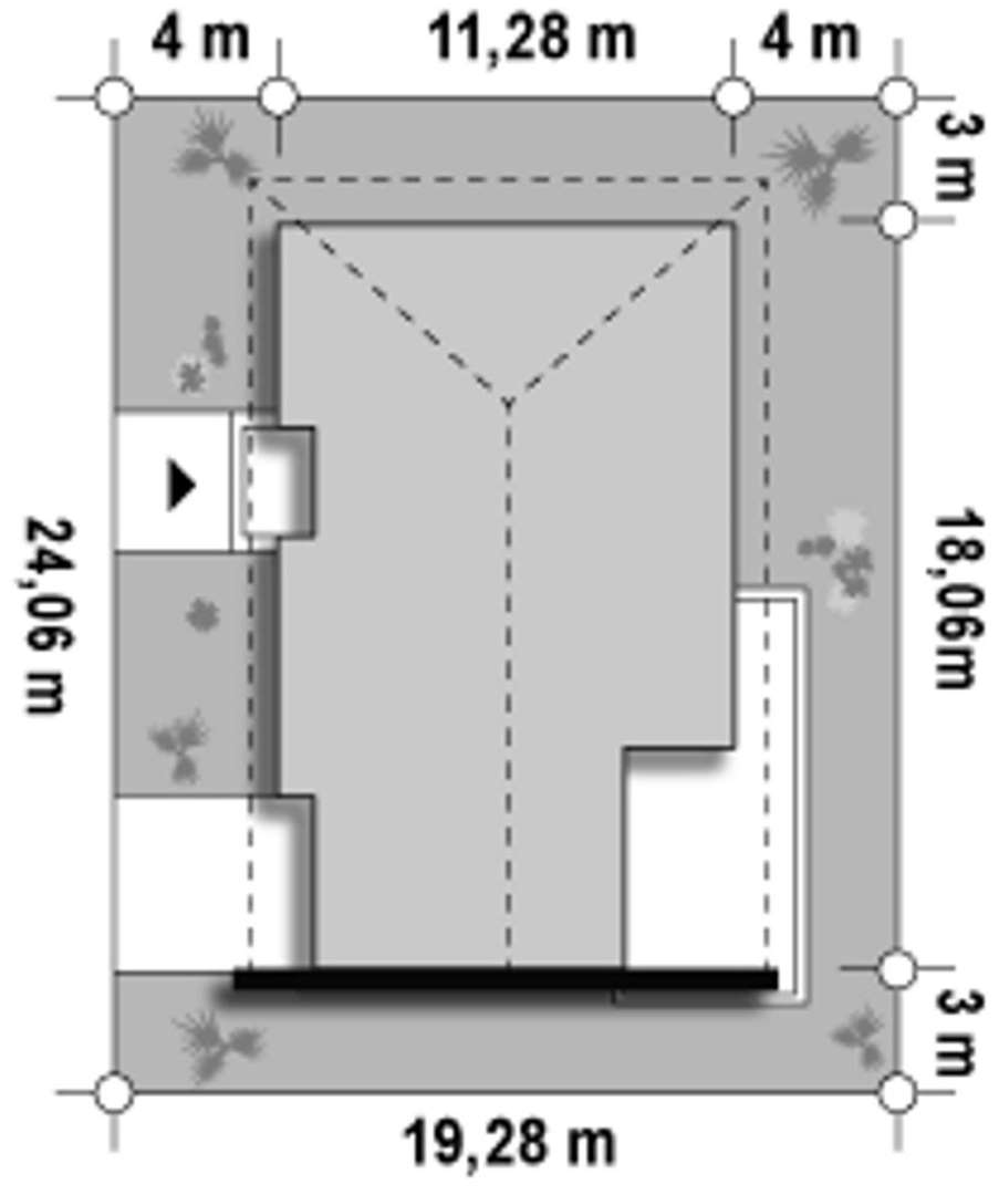 Plan amplasament Casă parter 127 mp utili, 3 dormitoare, 2 băi