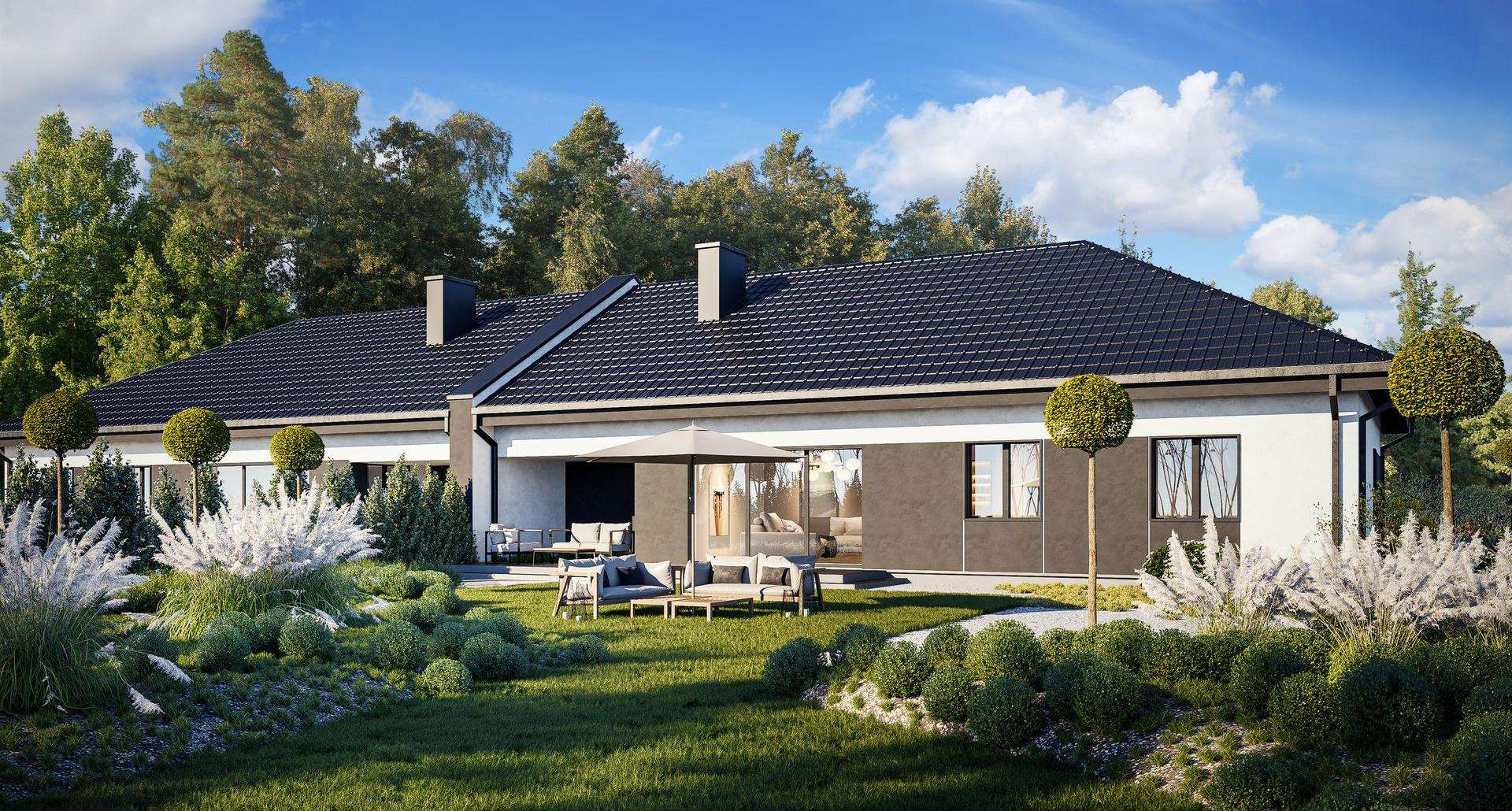 Fatada Casă parter 127 mp utili, 3 dormitoare, 2 băi