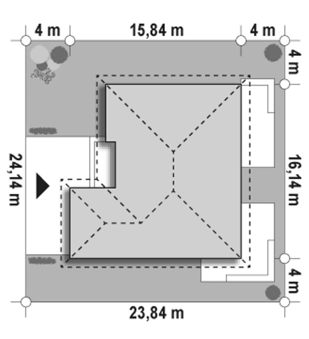 Plan amplasament Casă parter 147 mp utili, 3 dormitoare, 3 băi